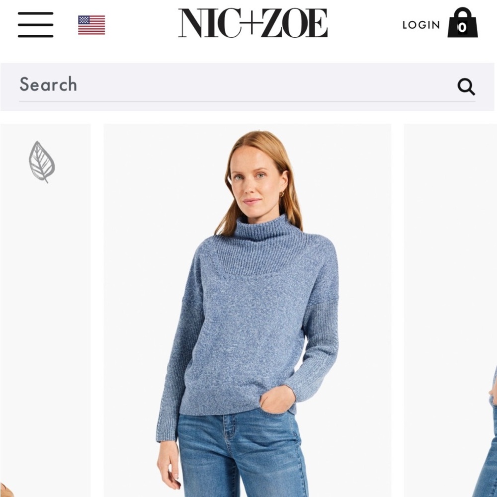 Nic+Zoe Mix Stich Sweater XXL in light blue. NWOT